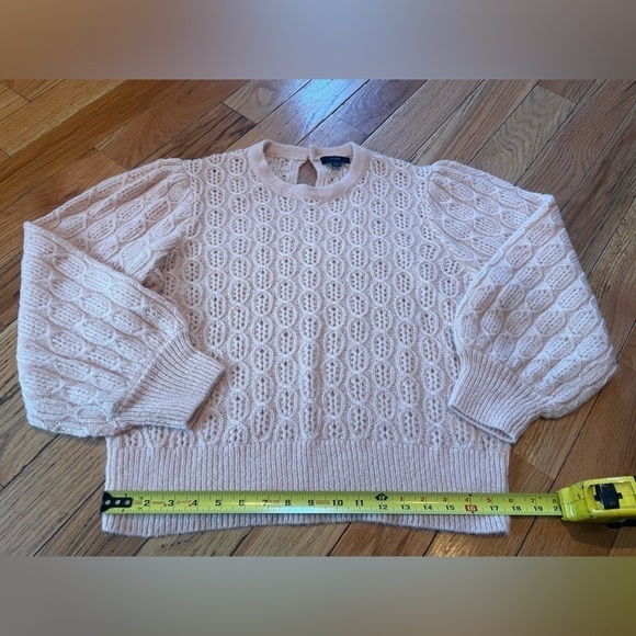 J CREW Sweater Women’s Size L Pink Cable-Knit Balloon Sleeve Alpaca Wool Blend - Picture 5 of 16